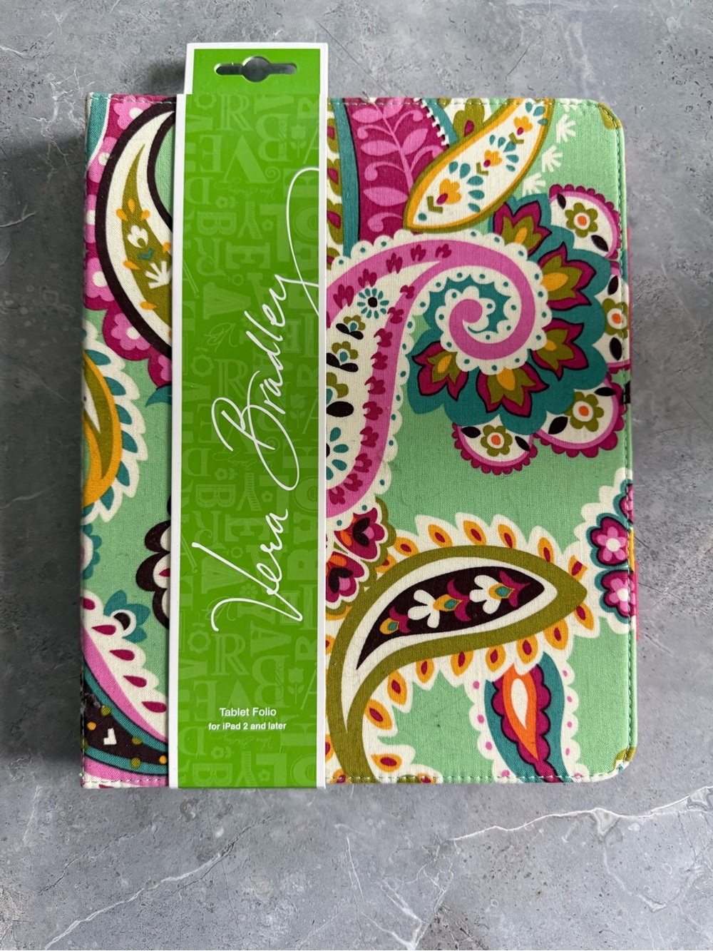 Vera Bradley Mint Paisley Tablet Cover with Pink, Teal & Gold Accents
